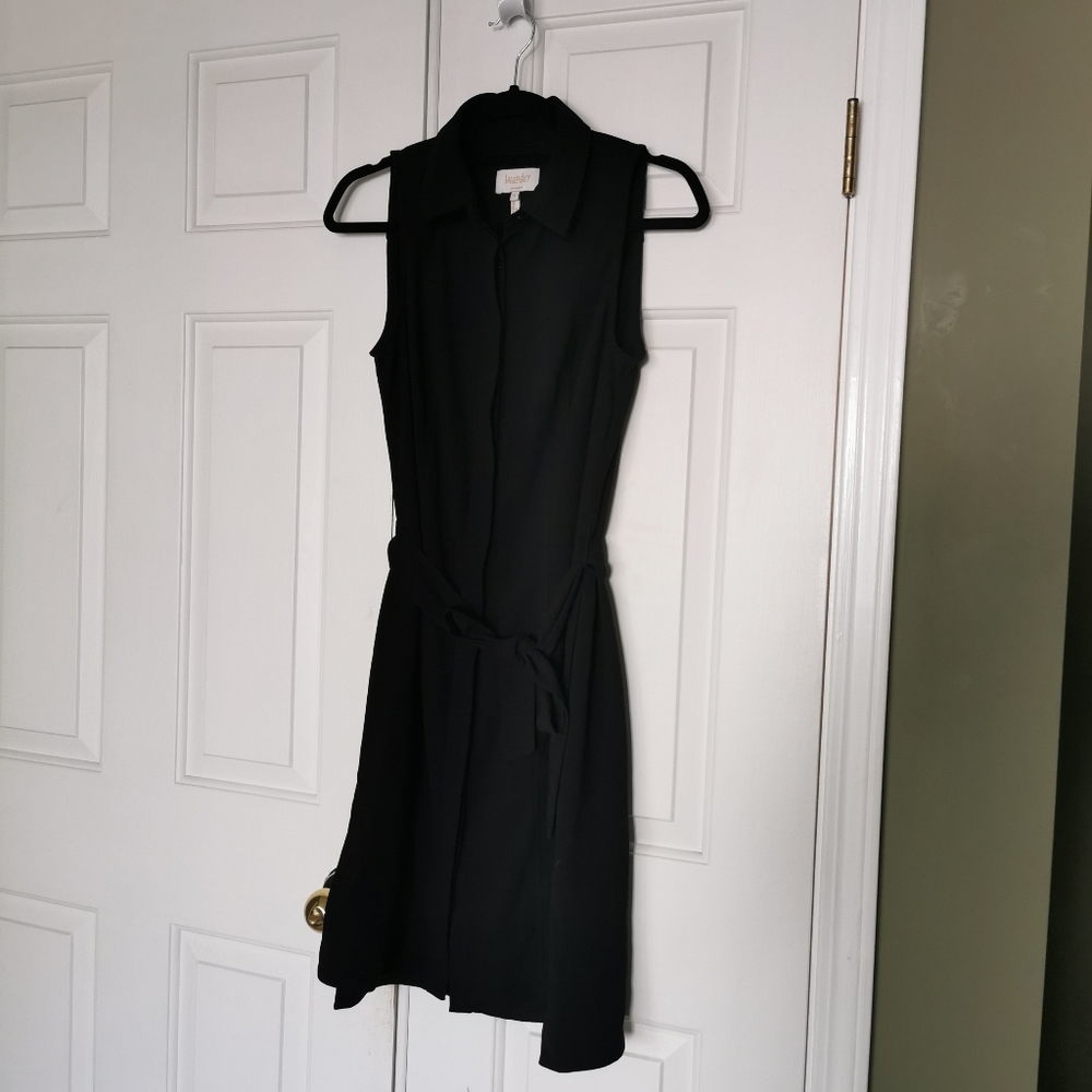 Laundry by Shelli Segal - vintage Sleeveless Black shirt dress with belt